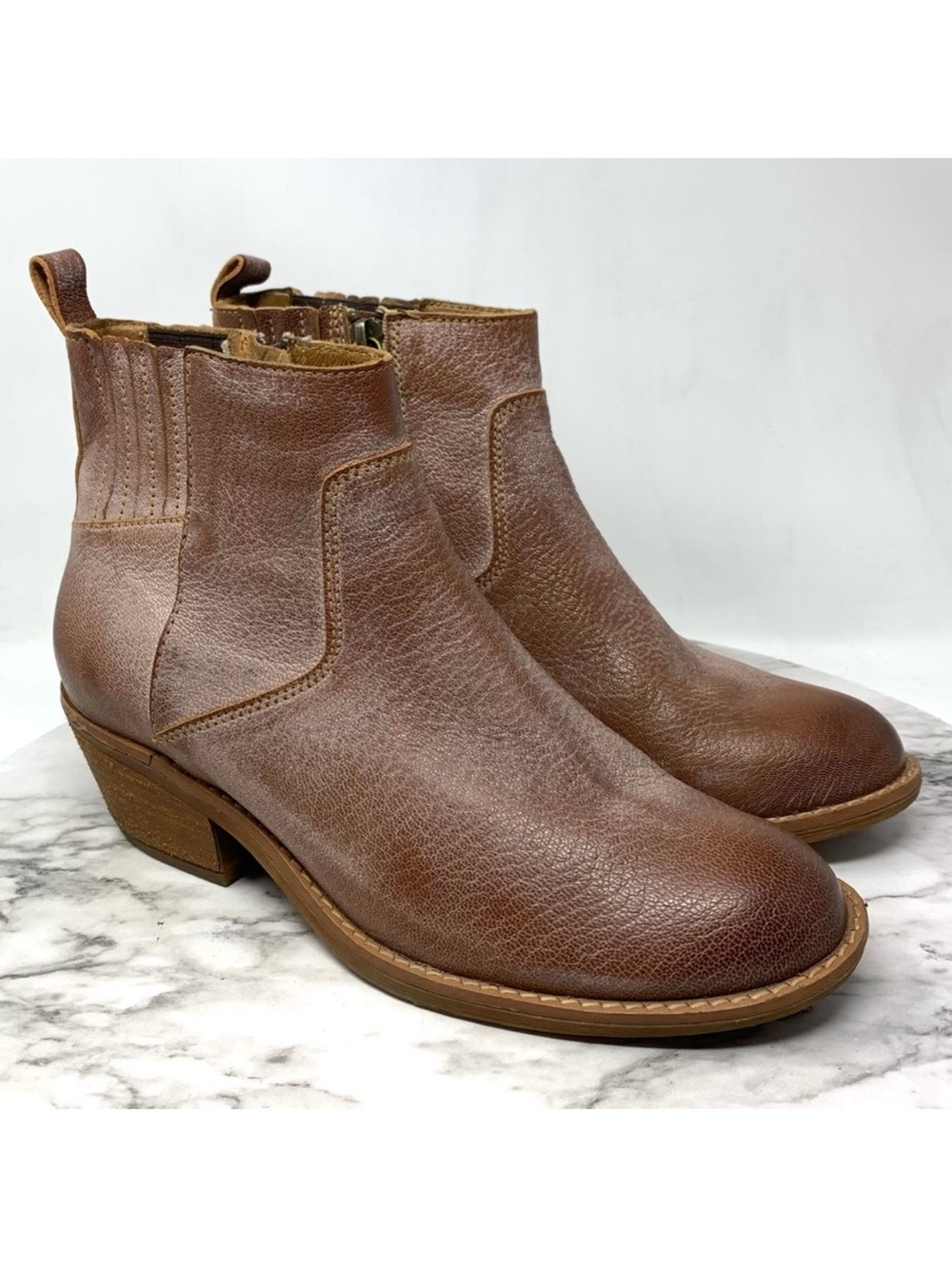 Sofft Ardmore Distressed Brown Leather Comfort Boots 7.5 Classic Cottagecore